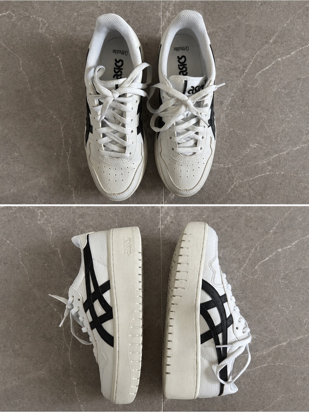 Asics White Sneakers with Black Stripes